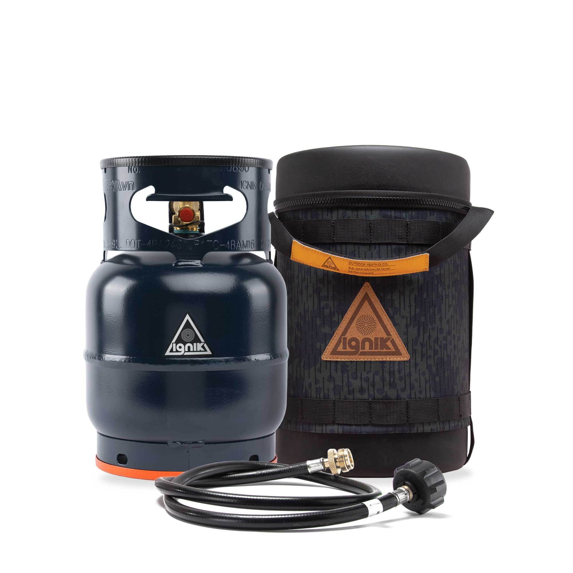 Ignik Outdoors Gas Growler 5.0 Deluxe — Blue Propane Tank, Camo Carrying Case, Hose, Model# IGPRO-00725AC-S